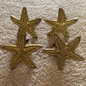 Set of 4 Brass Starfish Napkin Rings